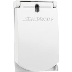 Sealproof 1-Gang Vertical Weatherproof Outdoor Metal Flat Outlet Cover, Single Gang Electrical Power Receptacle Protector, UL Listed, 4-in1, White