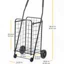 Whitmor Foldable Utility Shopping Cart with Wheels, Heavy Duty Metal Grocery Cart, Portable Foam Handle, Rolling Collapsible Trolley for Groceries, Laundry, Storage, Black