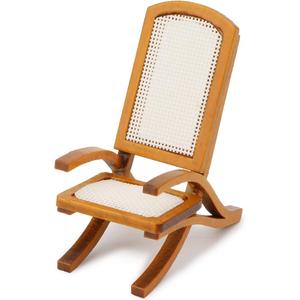 Dollhouse Furniture Beach Chair Miniature Wooden Longue Chair Model 1:12 Scale Simulated Chair Vintage Style for Mini House Accessory Living Room Garden Fairy Ornaments