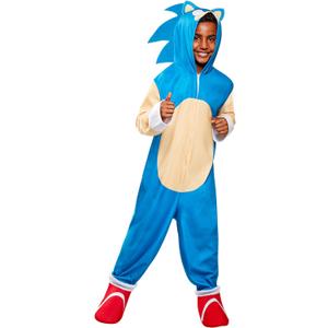 Sonic the Hedgehog: Oversized Hooded Zipster Jumpsuit for Kids by Rubies, Boy's Small