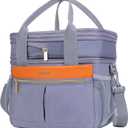 Lunch Box for Women Double Deck Insulated Lunch Bag Women Expandable Leakproof Reusable Lunch Cooler Bag for Work, Office, Picnic, Grey (Gray)