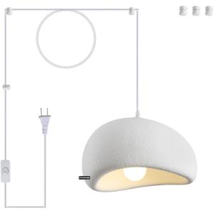 11.8in Plug in Chandelier, Wabi Sabi Pendant Light, 19.7ft Cord