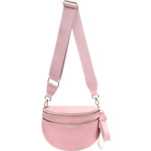 Bum Bags for Women Nylon Crossbody, Spacious Fanny Packs Belt Bag Large Sling Bag with Adjustable Strap, Pink