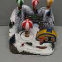 Christmas Village Houses with LED Lights, Hot Air Balloons, Snow Mountain, 8 Christmas Music, Animation Village Indoor Tabletop Decorations for Home