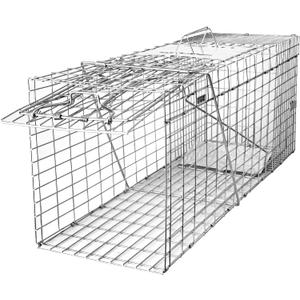 SZHLUX 32" Live Animal Cage Trap, Heavy Duty Folding Raccoon Traps, Humane Cat Trap for Stray Cats, Raccoons, Squirrel, Skunk, Mole, Groundhog, Armadillo, Rabbit, Catch and Release (SZ-HXL8130-NEW)
