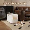 Jumbo Extra Large Cat Litter Box - High Sided Low Entry Open-Top Anti-Splash Pan for Multiple Cats, Kittens & Senior Cats, 22.6"x15.4"x13.9", White