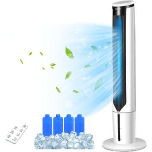 Portable Evaporative Air Cooler for Room, Quiet 41-inch Oscillating Air cooler with Remote, 3 Modes, 3 Speeds, LED Display, 9H Timer, Floor Standing Bladeless Cooler for Home Office Bedroom