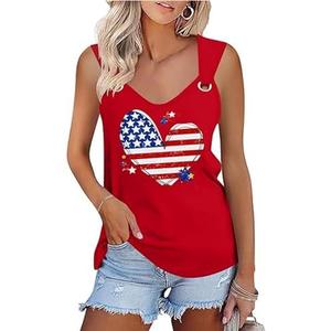 American Flag Lace Up Tank Tops for Women 4th of July Shirts Sleeveless Stars Stripes US Flag Patriotic Tee Tops M