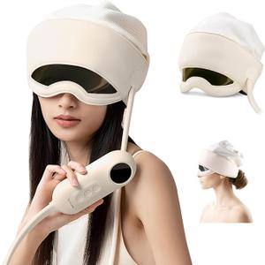 Artmory Electric Head Massager for Headaches, Eye Massager with Heat, Rechargeable Head and Eye Massage for Stress Relax, Fatigue, Ideal for Rest & Relaxation, Best Gift for Mom/Dad, White