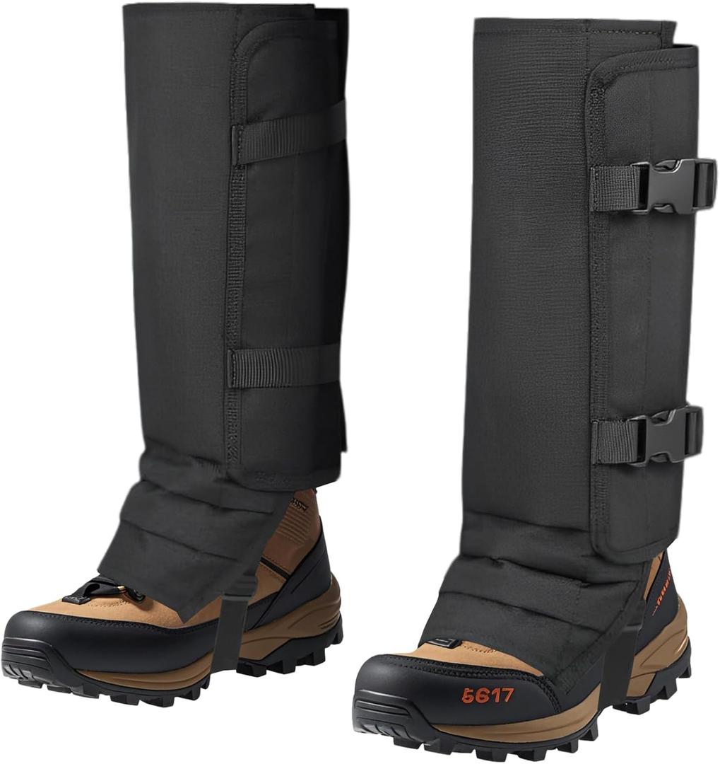Snake Gaiters for Men Women, Balck Snake Bite Protective Gaiters Chaps Fit for Outdoor Hunting Hiking Farm Working, Lightweight Waterproof Legs Guards, Large adjustable