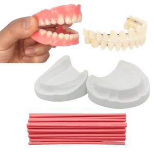 Denture Fake Teeth - Do it Yourself Full or Part Top and Bottom Fake Teeth at Home, Repair Missing Teeth, Improve Smile(Gypsum Model Gum Material and Fake Teeth)