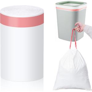 MakMeFre 13 Gallon Drawstring Tall Kitchen Trash Bags,Clean Fresh Scent and Heavy Duty Garbage Bags(100 Count,60x70cm), 13Gallon (100Counts) White