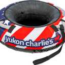 Yukon Charlie's Inflatable Snow Tube 46  Heavy-Duty Snow Sled with Polyester Cover, Slick PVC Bottom, and Foam Handles  Perfect for Kids Ages 7+