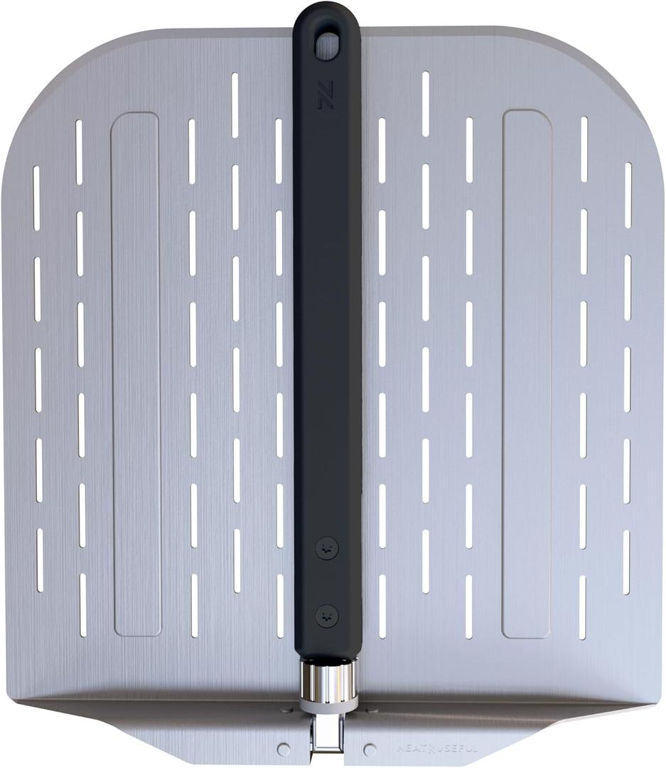 Pizza Peel 12 inch with Long Foldable Handle  Aluminum Pizza Paddle  Pizza Spatula or Pizza Turning Peel  Pizza Oven Accessories  For Baking Dough, Bread and Pastry, NNU-PP-12-PRO