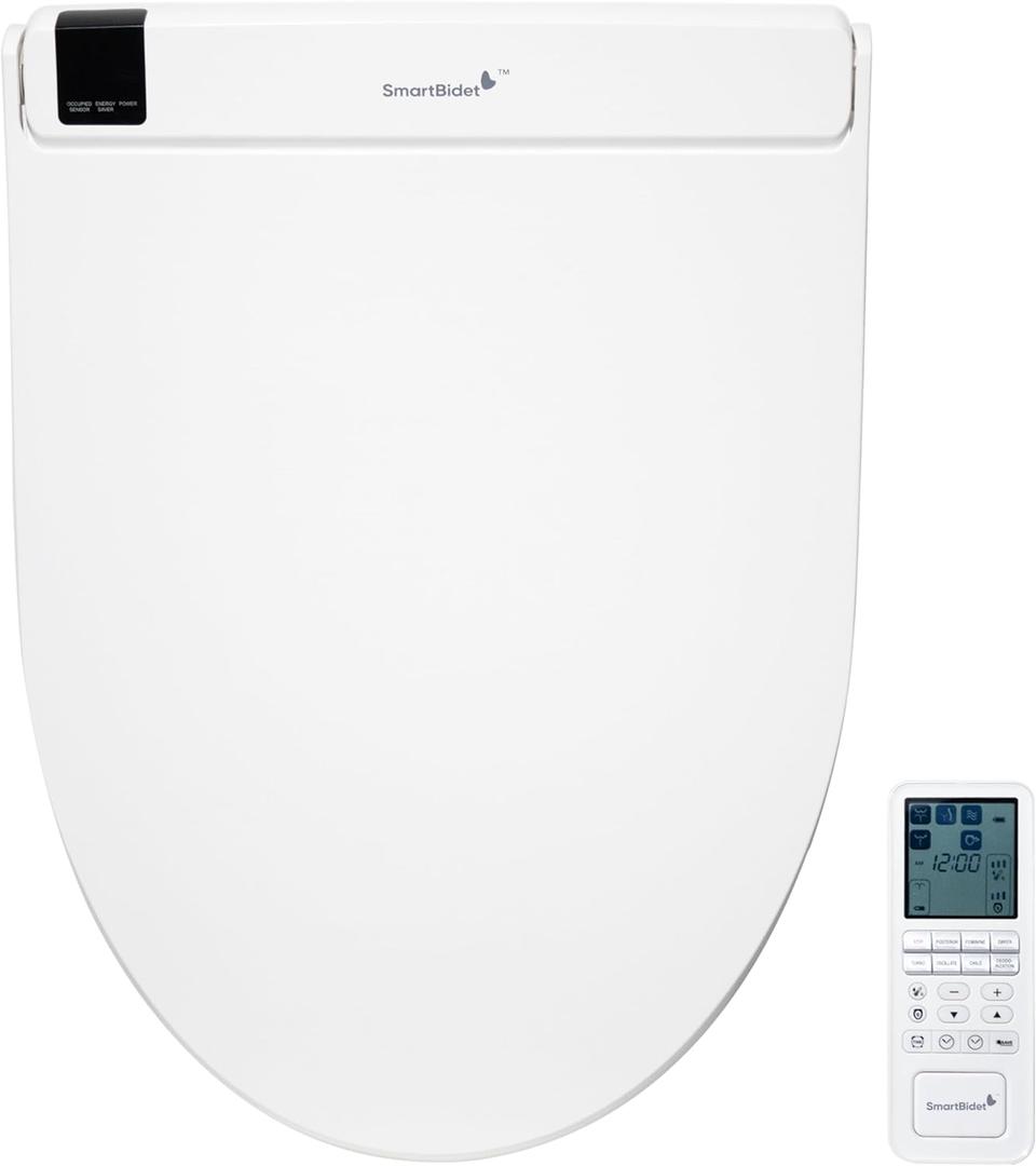 SmartBidet SB-3000 Electric Bidet Toilet Seat for Elongated Toilets with Remote Control with Screen, Unlimited & On Demand Warm Water