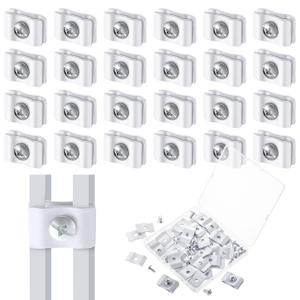 Therwen 24 Pieces Wire Grid Panel Connector Gridwall Joining Clips Grid Panel Joiner Connectors for Wall Grid Panels (White) Therwen 24 Pieces Wire Grid Panel Connector Gridwall Joining Clips Grid Panel Joiner Connectors for Wall Grid Panels (White)
