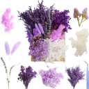 Real Dried Flowers, Natural Dry Flowers,Mixed Natural Pressed Dried Flowers,Real Dry Florals for Resin Crafts, Candle Making, DIY Art Projects(Purple)