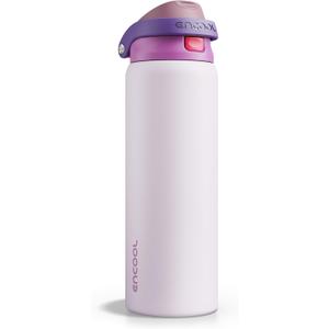 ENCOOL Leakproof Insulated Water Bottle with Straw Dual-Sip Water Bottle Bag-Safe Design for Work, Commute & Gym  Keeps Drinks Cold All Day, 32 oz, Purple Cabbage