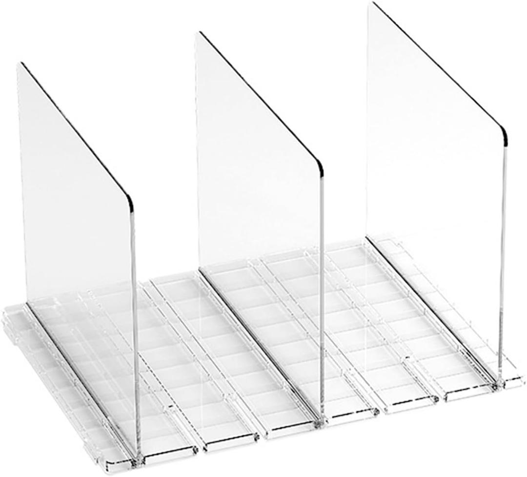 Pilipane Adjustable Shelf Divider Purse Organizer Plastic Handbag Separator Storage Organizer for Closet Bedroom Office Bookshelf Clear Durable Lightweight 23.9x31.5x20cm