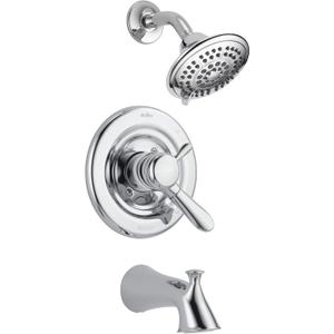 Delta Faucet Lahara 17 Series Dual-Function Tub and Shower Trim Kit with 5-Spray Touch-Clean Shower Head, Chrome T17438 (Valve Not Included)