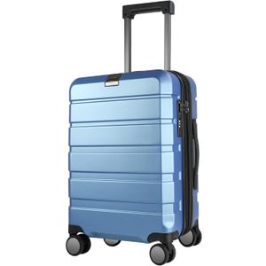 KROSER Hardside Expandable Carry On Luggage with Spinner Wheels & Built-in TSA Lock, Durable Suitcase Rolling Luggage with USB Port, Carry-On 20-Inch, Light Blue, 21.5 x 14.1 x 9.3 inches