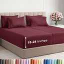 Extra Deep Split King Sheet Set - 7 Piece Breathable and Cooling Sheets - Hotel Luxury Bedding for Women, Men, Kids & Teens - Easy & Secure Fit - Soft and Wrinkle Free - Extra Deep Pockets - Burgundy