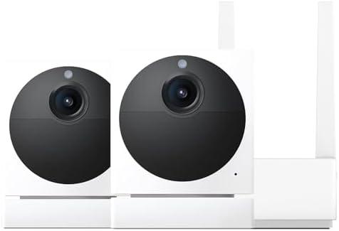 Cam Outdoor v2 (2 Camera with Base Staion), 1080p HD, IP65 Rated, Color Night Vision, Compatible with Alexa & Google