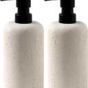 Soap Dispensers 400mL 13.5 OZ, 2 PCS Luxurious Hand Dish Lotion Shampoo Soap Dispenser Jar, Travertine Soap Bottles Rustproof Pump for Kitchen Bathroom Countertop (Ivory White)