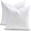 TOPGREEN Feather Down Throw Pillow Inserts 18 x 18, Set of 2, 100% Organic Cotton Shell, Soft Decorative Square Pillows Insert for Living Room Sofa, Couch, or Bed (White)