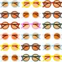 Flutesan 24 Pairs Kid Round Sunglasses Cute Retro Circle Sunglasses for Kids Girls Toddler Baby Boy Outdoor UV, Age 3 to 10 (Stylish Colors)