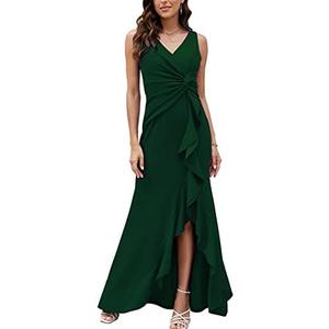 FQA Formal Evening Dresses for Women Elegant Evening Party Prom Dress Long Sexy V Neck Sleeveless Split Wrap Size S