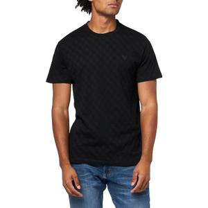 GUESS Men's Short Sleeve Small Triangle Knit (XXL, Jet Black)