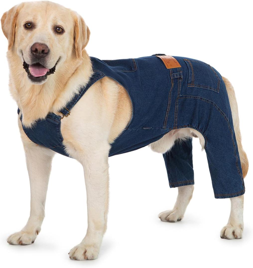Dog Jeans Recovery Pants After Surgery for Hind Legs, Stretchy Dog Recovery Sleeve Anti Licking Rear Leg HIPS Wound Durable Jeans Onesies Also Classic Daily Pants (Light Blue,4X-Large)