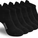 ATBITER Womens Ankle Socks 6 Pairs Cushioned Running Athletic No Show Socks With Tab (Black, L)