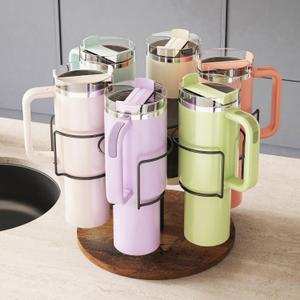 COVAODQ Water Bottle Organizer for 40 oz Stanley Cup - Rotatable Holder, Kitchen Storage for Stanley Accessories, Black