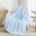 Exclusivo Mezcla Fleece Throw Blanket Extra Large, Super Soft and Warm Blankets for Couch, Sofa and Bed Waffle Textured, Cozy, Fuzzy and Lightweight (Light Blue, 50x70 Inches)
