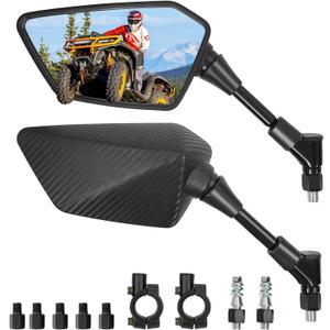 ATV Mirror, Multi-angle Side Rearview Mirrors for Bike Motorcycle ATV Scooter Cruiser with 8mm 10mm Bolt, 7/8" Handle Bar Mount Clamp Compatible with Suzuki Yamaha Honda Kawasaki Victory and More