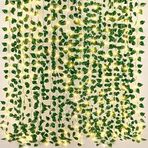 Daifunli 9Pack 127ft Vines with Lights Artificial Ivy Vines for Room with 100 LED String Lights Fake Green Garland Hanging Leaf Plants for Garden Office Wedding Home Party Wall Decoration