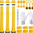 3-Kits Gas Can Spout Replacement,Upgraded Spill-Resistant Nozzle Kit Flexible 8.1-Inch Hose for 1/2/5/10 Gallon Gas Cans (Yellow)