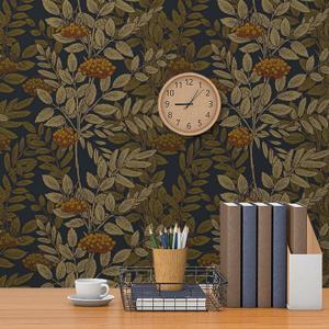Vintage Boho Peel and Stick Wallpaper - Leaf Wallpaper in Brown/Beige/Orange - Retro Wall Decor - Self Adhesive Removable - 16.1''x393.7''