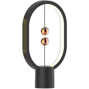 Small Table Lamp - Mini Balance Bedside Nightstand Plug in Night Light for Home, Office, College Dorm (Black)