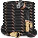 100FT Garden Hose w/10 Function Spray Nozzle, 2026 Ultra Lightweight Water Hoses, 3/4" Brass Connectors- Durable, Lightweight & Flexible Water Pipe for Outdoor & Gardening(Black Rose gold)