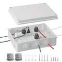 DROK Electrical Junction Box - Reinforced ABS Small Plastic Shockproof IP65 Waterproof Storage Box with 2 M36 Cable Glands, 10.04x7.87x4.72 inch/255x200x120mm