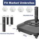 Patio Umbrella Base with 5 Wheels, Umbrella Stand Heavy Duty 130lb Fillable Umbrella Holder Mobile Square Market Stand for Outdoor, Deck, Poolside, Lawn, Fits Muti Sized Umbrellas (21in)