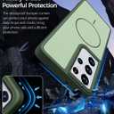 Rayboen for Magnetic Samsung Galaxy S21 Ultra Case 5G, [Compatible with Magsafe] Frosted Skin-Feel Solid Dual-Tone Panel with Soft Edge, Protective Slim Fit Phone Cover for S21 Ultra, Matte Green