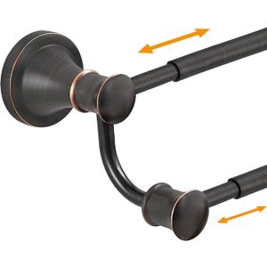 Hoimpro Adjustable Retractable 15-27 Inches Stainless Steel Bathroom Towel Bar, Bathroom Accessories Bath Hotel Double Towel Bar Rod Hanger Wall Mounted Towel Holder Towel Rack, Oil Rubbed Bronze