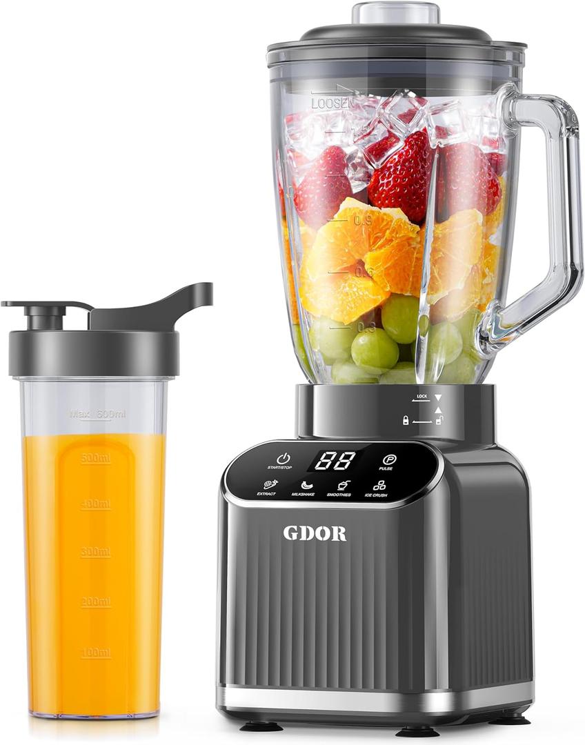 GDOR Professional Blender for Smoothies, 5 Functions, Gray