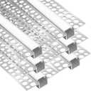 Plaster-in LED Aluminum Channel 3.3FT/1M 6 Pack Trimless Recessed LED Strip Light Diffuser Channel Drywall LED Profile with Milky Diffuser for Ceiling and Wall Lighting, Double-Sided-6 Pack