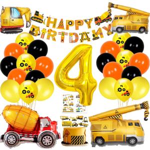 Construction Birthday Party Supplies,Party Decorations Kits Construction Birthday Party Supplies Foil Balloons for Construction Theme Party (C4)