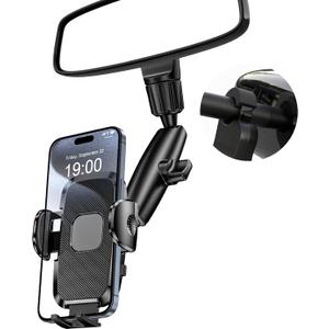 Phone Holders for Your Car, Rear View Mirror Phone Holder, 360 Rotating Car Phone Holder Mount Compatible with All 4"-7" iPhone and Android Cell Phones